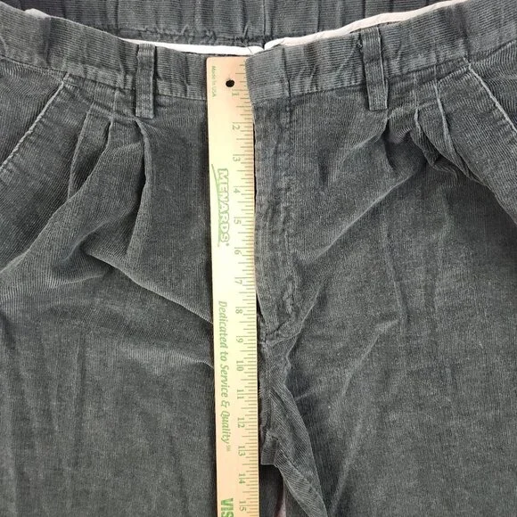 Vintage Corduroy Pants Men's 36x32 Green Cuffed Pleated Relaxed Retro 90s Y2K - Picture 6 of 8